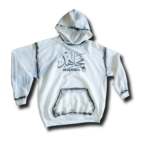 White/Black print  Mujahid calligraphy hoodie