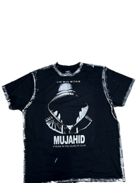 Black/ White print Mujahid Calligraphy”THE WAR WITHIN” border Tee shirt
