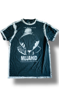 Black/ White print Mujahid Calligraphy”THE WAR WITHIN” border Tee shirt